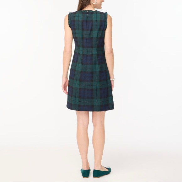 🛑SOLD🛑 J.Crew Factory Plaid Shift Dress – Green/Navy Tartan, Size 2 - Picture 2 of 4